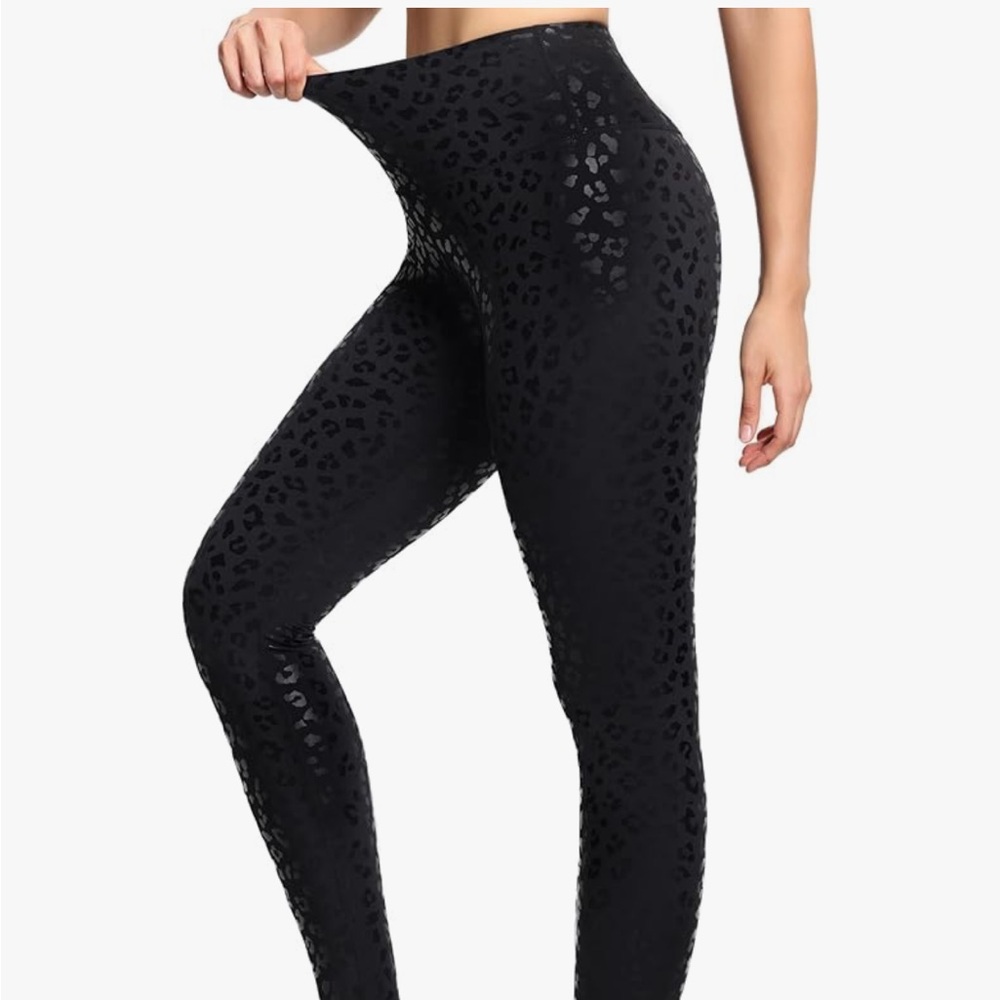 NWOT The Gym People Black Leopard Women's Leggings - Picture 4 of 9